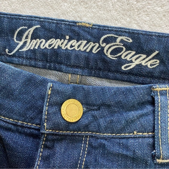Vintage Y2K American Eagle Outfitters Dark Wash Low Rise Real Flare 8 Long - Picture 3 of 15